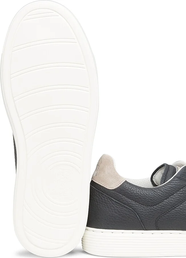 Men's Suede-Trim Low-Top Leather Sneakers - White - Size 8 - Image 10