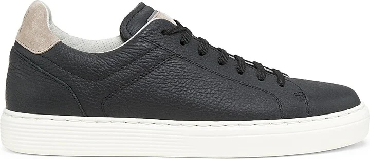 Men's Suede-Trim Low-Top Leather Sneakers - White - Size 8 - Image 11