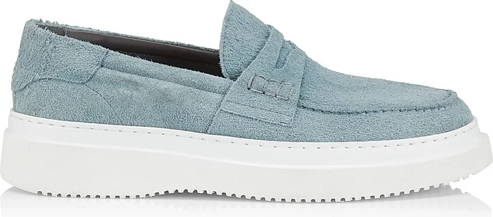 Men's Summer Vibes Suede Platform Penny Loafers - Light Blue - Size 10