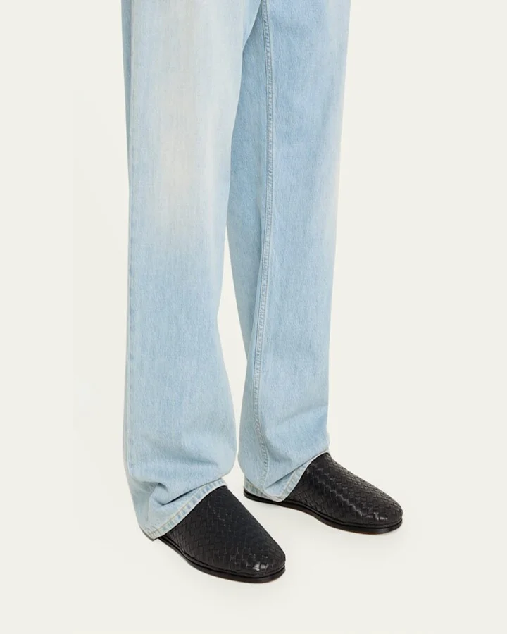 Men's Sunday Open-Back Intrecciato Leather Slippers - Image 2