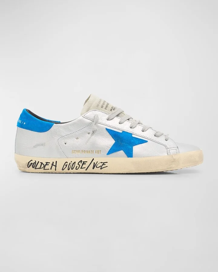 Men's Super-Star Crackled Metallic Low-Top Sneakers