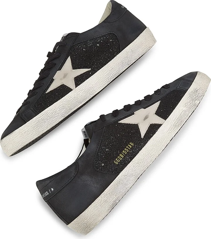 Men's Super Star Crystal-Embellished Leather Sneakers - Black Grey Morn - Size 6 - Image 6