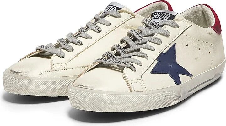 Men's Super Star Leather Low-Top Sneakers - White Blue Red - Size 7 - Image 2