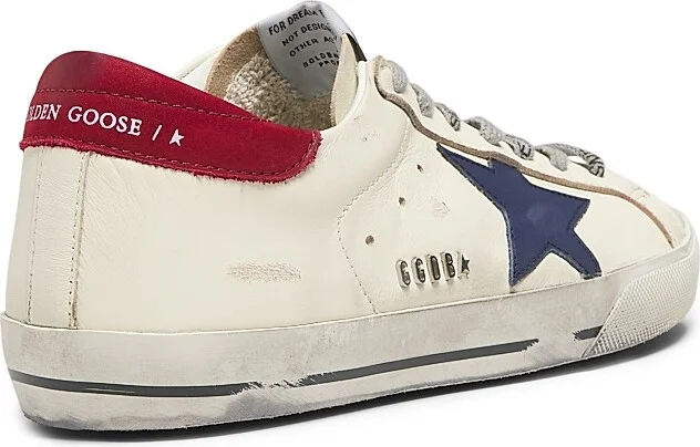 Men's Super Star Leather Low-Top Sneakers - White Blue Red - Size 7 - Image 3