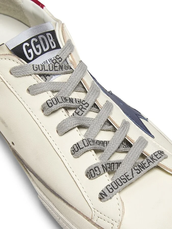 Men's Super Star Leather Low-Top Sneakers - White Blue Red - Size 7 - Image 5