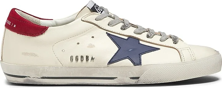 Men's Super Star Leather Low-Top Sneakers - White Blue Red - Size 7