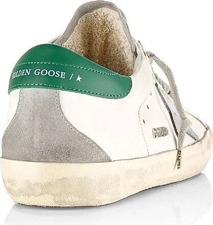Men's Super-Star Leather Low-Top Sneakers - White Grey Silver Green - Size 10 - Image 3