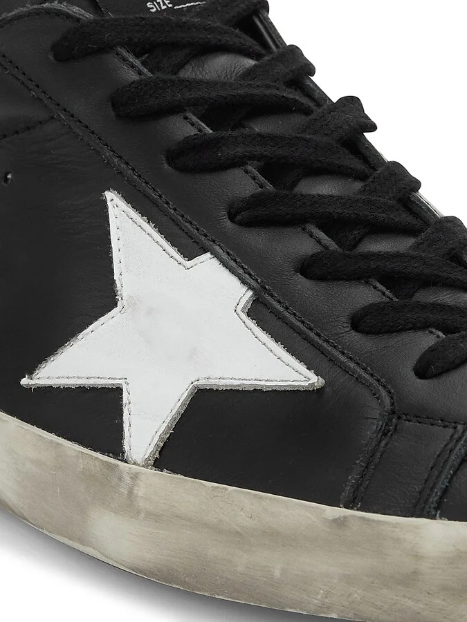 Men's Super-Star Leather Sneakers - Black White - Size 7 - Image 6