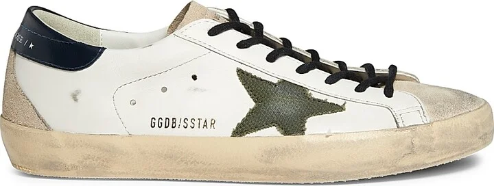 Men's Super Star Leather & Suede Sneakers - White Seed Pearl Green Blue - Size 9