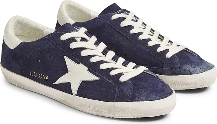 Men's Super Star Suede Low-Top Sneakers - Blue White - Size 8 - Image 2
