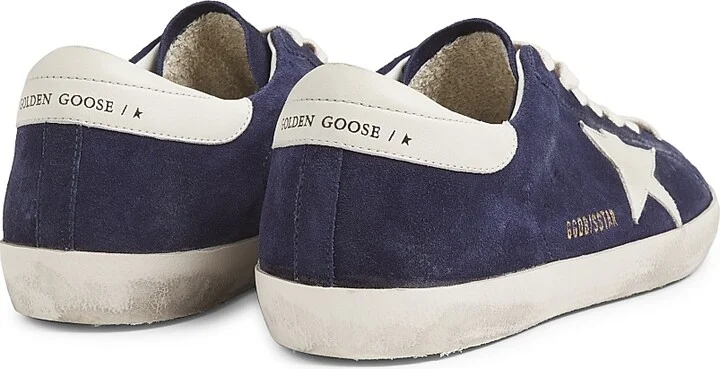 Men's Super Star Suede Low-Top Sneakers - Blue White - Size 8 - Image 3