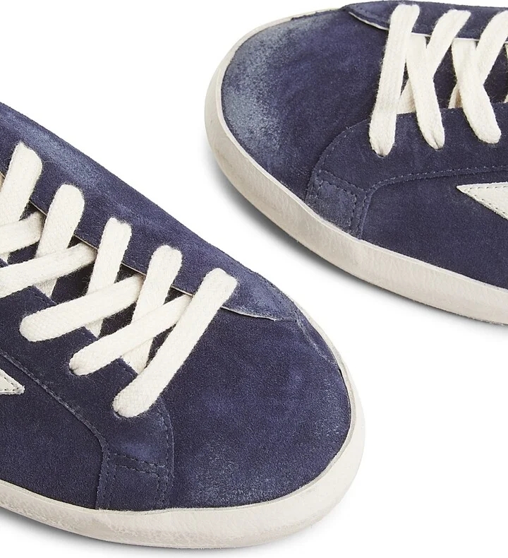 Men's Super Star Suede Low-Top Sneakers - Blue White - Size 8 - Image 5