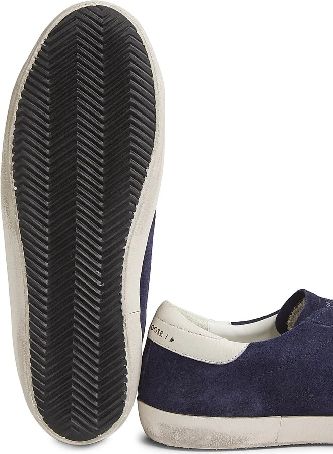 Men's Super Star Suede Low-Top Sneakers - Blue White - Size 8 - Image 6