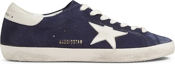 Men's Super Star Suede Low-Top Sneakers - Blue White - Size 8