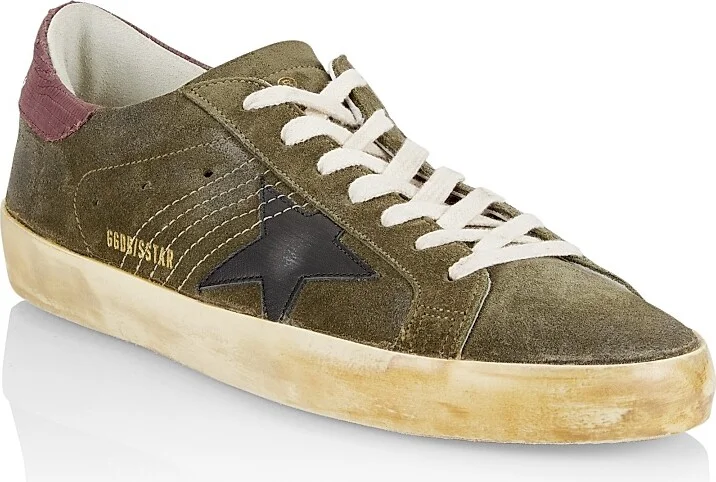 Men's Super-Star Suede Sneakers - Green Black Bordeaux - Size 6 - Image 2