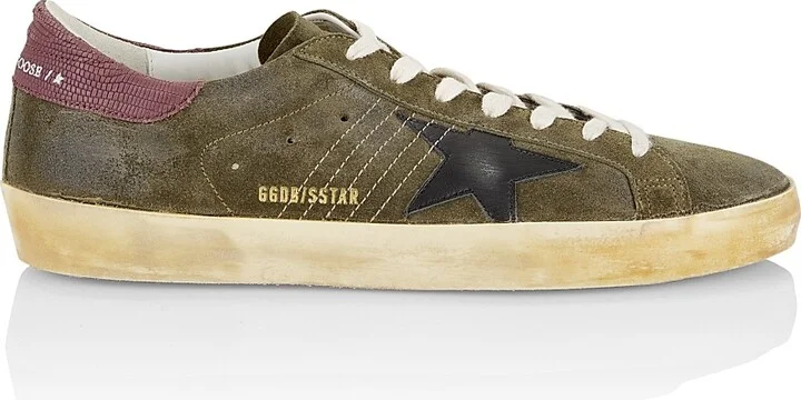 Men's Super-Star Suede Sneakers - Green Black Bordeaux - Size 6