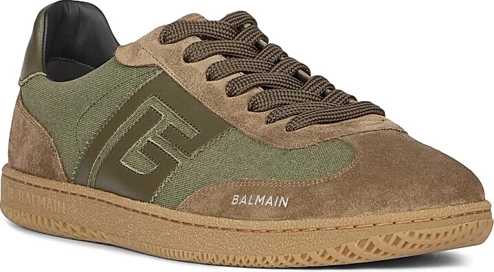 Men's Swan Logo Canvas & Suede Low-Top Sneakers - Khaki - Size 11 - Image 2