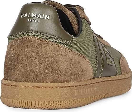 Men's Swan Logo Canvas & Suede Low-Top Sneakers - Khaki - Size 11 - Image 3