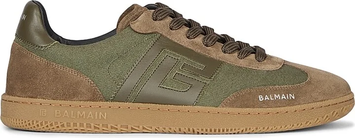Men's Swan Logo Canvas & Suede Low-Top Sneakers - Khaki - Size 11