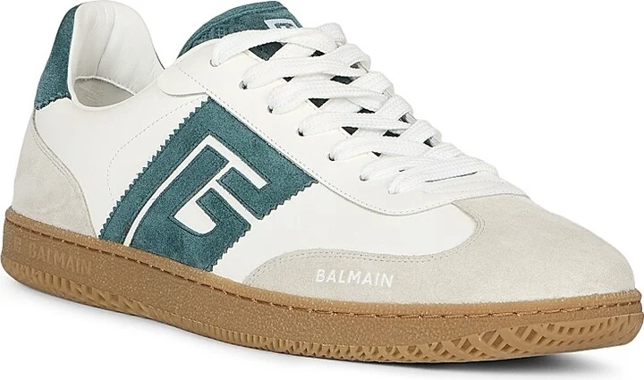 Men's Swan Logo Leather Low-Top Sneakers - Green White - Size 11 - Image 2