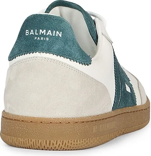Men's Swan Logo Leather Low-Top Sneakers - Green White - Size 11 - Image 3