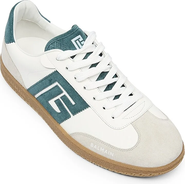 Men's Swan Logo Leather Low-Top Sneakers - Green White - Size 11 - Image 5