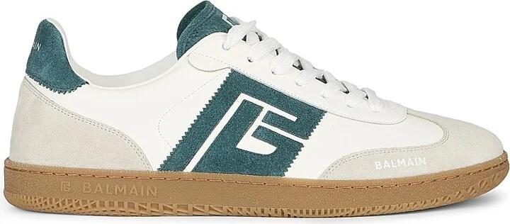 Men's Swan Logo Leather Low-Top Sneakers - Green White - Size 11