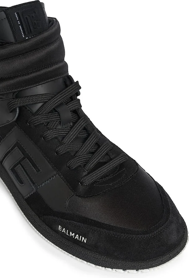 Men's Swan Mid-Top Leather Sneakers - Noir - Size 11 - Image 7