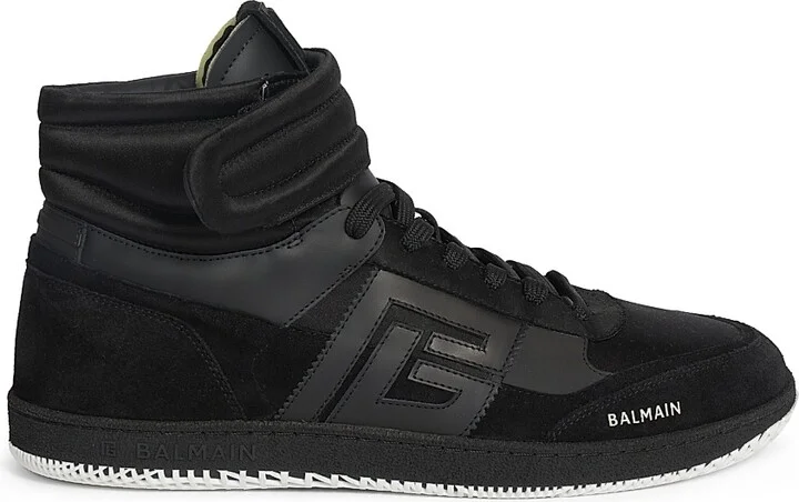 Men's Swan Mid-Top Leather Sneakers - Noir - Size 11