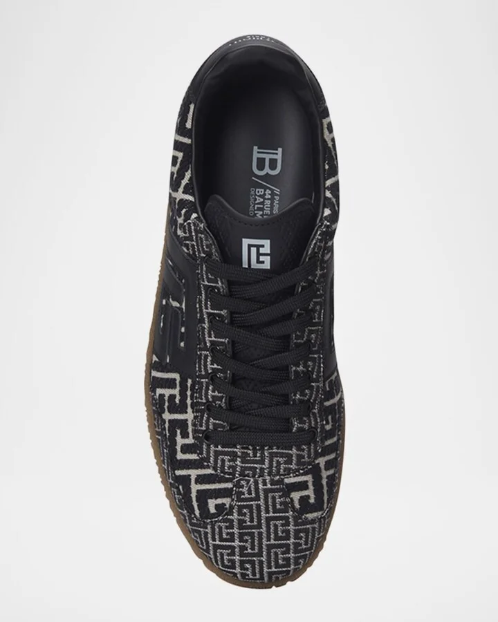 Men's Swan Monogram Jacquard Low-Top Sneakers - Image 8