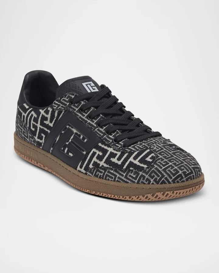 Men's Swan Monogram Jacquard Low-Top Sneakers - Image 10