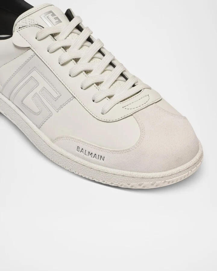 Men's Swan Tonal Calfskin Low-Top Sneakers - Image 3