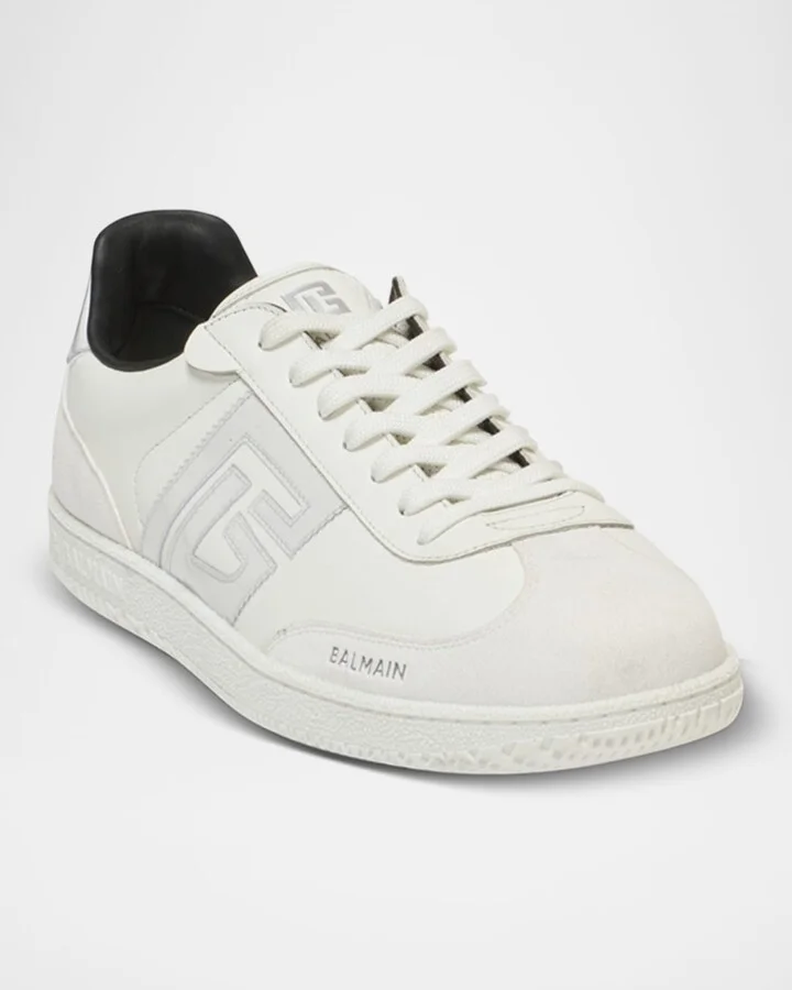 Men's Swan Tonal Calfskin Low-Top Sneakers - Image 4