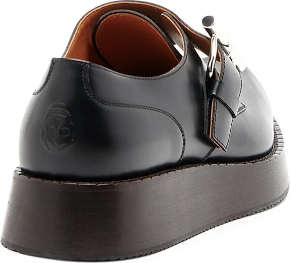 Men's T-Bar Creeper Leather Loafers - Black Silver - Size 11 - Image 3