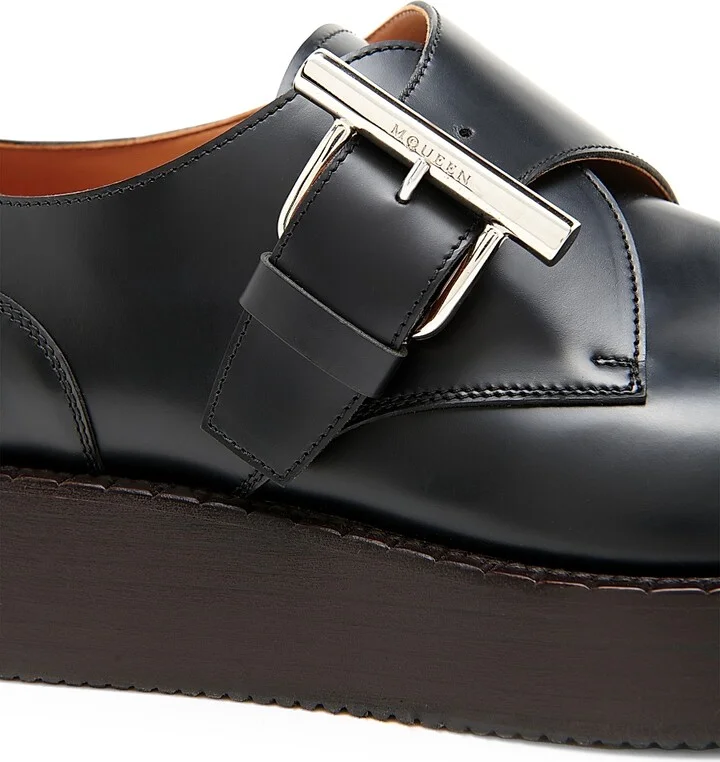 Men's T-Bar Creeper Leather Loafers - Black Silver - Size 11 - Image 5