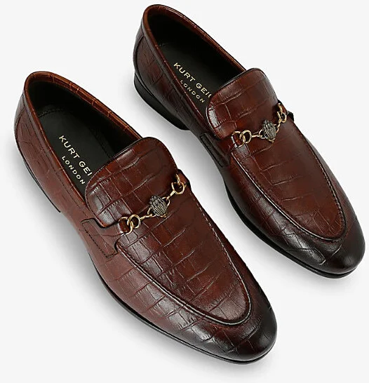 Mens Tan Alton Croc Leather Loafers Eur 45 / 11 Uk Men - Image 2