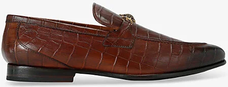 Mens Tan Alton Croc Leather Loafers Eur 45 / 11 Uk Men