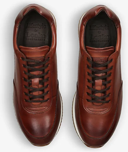 Mens Tan Bannister Tonal-Stitching Leather Low-Top Trainers Eur 41 / 7 Uk Men - Image 2