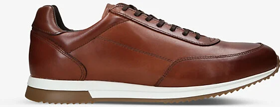 Mens Tan Bannister Tonal-Stitching Leather Low-Top Trainers Eur 41 / 7 Uk Men