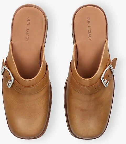 Mens Tan Camion Hardware-Embellished Leather Mules Eur 46 / 12 Uk Men - Image 2