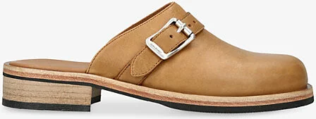Mens Tan Camion Hardware-Embellished Leather Mules Eur 46 / 12 Uk Men