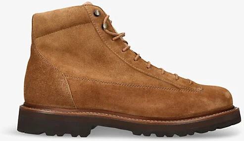 Mens Tan Corduroy-Insert Suede Ankle Boots Eur 40 / 6 Uk Men