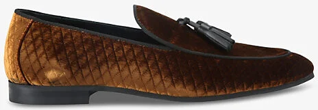 Mens Tan Henry Quilted Velvet Loafers Eur 43 / 9 Uk Men