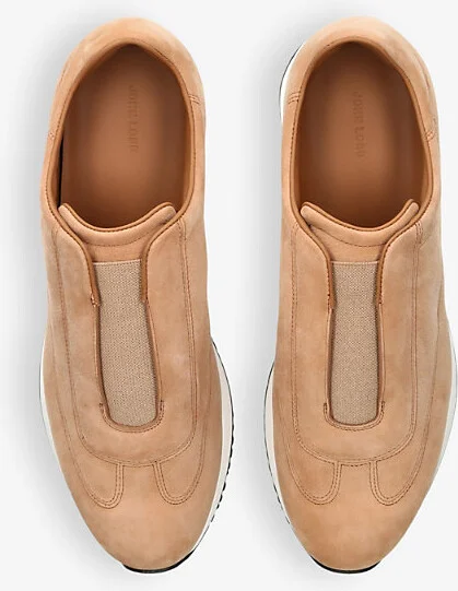 Mens Tan Lift Almond-Toe Suede Low-Top Trainers Eur 43 / 9 Uk Men - Image 2