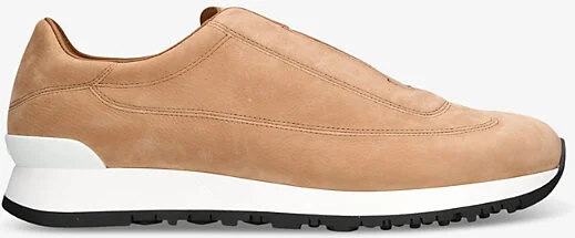 Mens Tan Lift Almond-Toe Suede Low-Top Trainers Eur 43 / 9 Uk Men