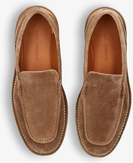 Mens Tan Logo-Embellished Suede Loafers Eur 43.5 / 9.5 Uk Men - Image 2