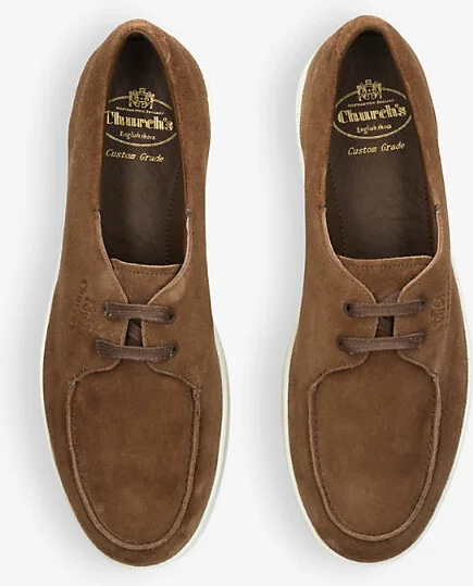 Mens Tan Longsight Branded Suede Low-Top Trainers Eur 44 / 10 Uk Men - Image 2