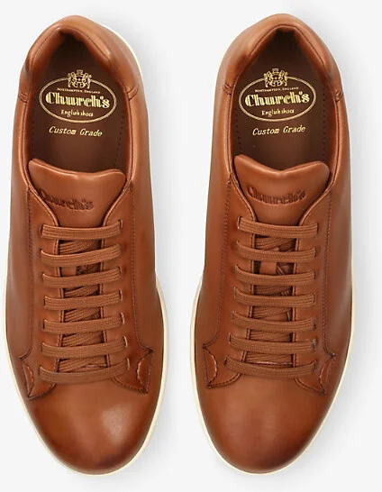 Mens Tan Ludlow Leather Low-Top Trainers Eur 46 / 12 Uk Men - Image 2