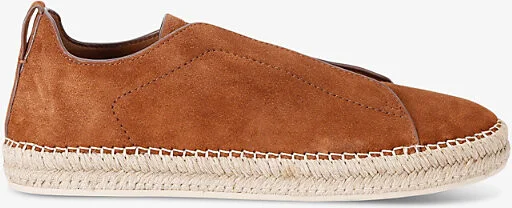 Mens Tan Triple Stitch Contrast-Sole Suede Espadrilles Eur 42 / 8 Uk Men