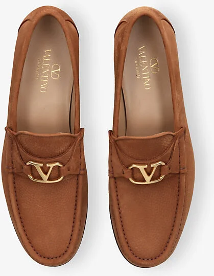Mens Tan Vlogo Signature Leather Loafers Eur 44.5 / 10.5 Uk Men - Image 2